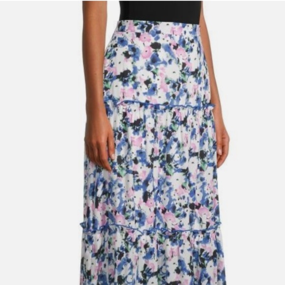 BCBGMAXAZRIA $178 Multicolor Ruffle Trim Lined Floral Tiered Maxi Skirt NWT - Picture 5 of 5